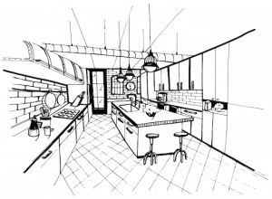 Ilustración interior de un Loft